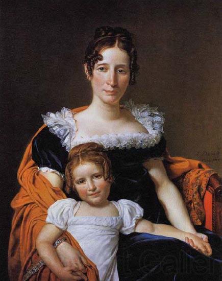 Jacques-Louis  David Portrait of the Comtesse Vilain XIIII and her Daughter Norge oil painting art